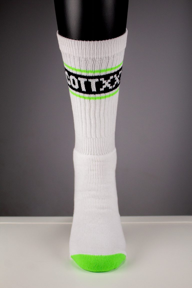 Neon Green/White Crew Socks Official ScottXXX Merchandise